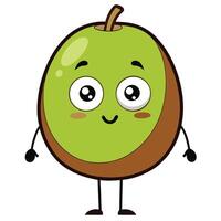 Cute cartoon kiwi fruit character with smiling face and expressive eyes vector