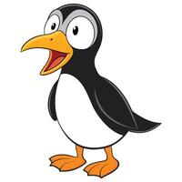 Happy cartoon penguin character illustration for kids education and design projects vector