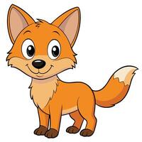 Cheerful cartoon fox illustration standing upright with a friendly expression and orange fur vector