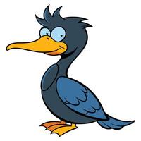 Cartoon cormorant bird illustration with googly eyes and comical expression vector