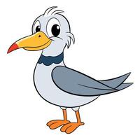 Cartoon seagull character illustration with big eyes and playful expression vector