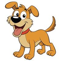 Happy cartoon dog with red collar tongue out and friendly expression vector