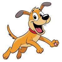 Cartoon dog character running joyfully with red collar on isolated background vector