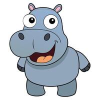 Cute smiling hippo cartoon illustration for childrens design projects vector