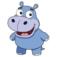 Cheerful cartoon hippopotamus character design standing isolated on white background vector