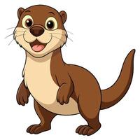 Cute cartoon otter illustration standing upright with a warm friendly smile vector