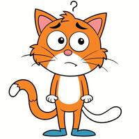 Cartoon orange cat character with question mark expressing confusion and uncertainty vector