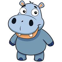 Friendly cartoon hippo character illustration isolated on white background design vector