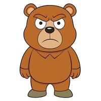 Angry cartoon bear character with brown fur and animated style vector