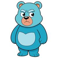 Cartoon angry blue bear illustration for childrens books or graphic design projects vector