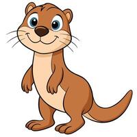 Cheerful cartoon otter standing upright with a friendly smile vector