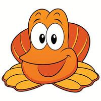 Cartoon orange flounder with a happy smile illustration for kids design vector
