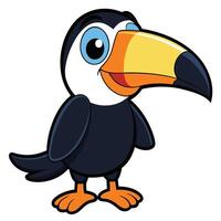 Cartoon illustration of a cute and friendly toucan bird standing upright vector