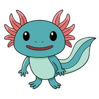 Cute cartoon axolotl character illustration adorable smiling salamander graphic vector