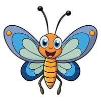 Cartoon butterfly illustration with cheerful expression and colorful wings vector