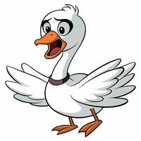 Cartoon swan character surprised and afraid with open mouth and wide eyes vector