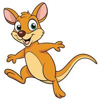 Cute cartoon kangaroo character running with joyful expression isolated on white background vector