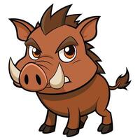 Angry cartoon boar illustration with strong outlines and sharp tusks vector