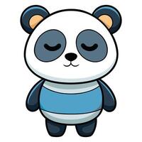 Cute panda bear cartoon character with closed eyes and calm expression isolated vector