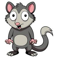 Cute cartoon opossum illustration standing upright with a friendly expression vector