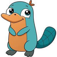 Cute cartoon platypus illustration standing adorable animal character design vector