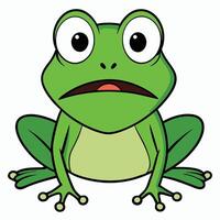 Surprised cartoon frog illustration with big eyes and flat design vector