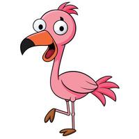 Cartoon pink flamingo with open mouth surprised expression illustration vector
