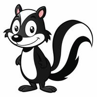 Cute skunk cartoon character illustration standing smiling adorable animal mascot design vector