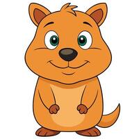 Cheerful cartoon quokka illustration standing upright with a friendly expression and happy eyes vector