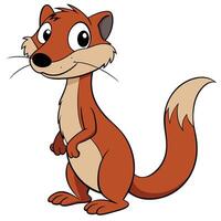 Cartoon weasel standing upright with a friendly expression on a white background vector