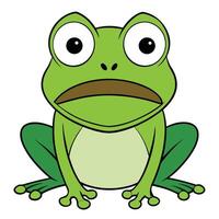 Cartoon green frog with wide eyes and a sad expression isolated vector