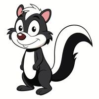 Cute cartoon skunk standing upright with a playful expression and striking fur pattern vector