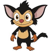 Cartoon animal character illustration of smiling mischievous creature with big eyes and ears vector