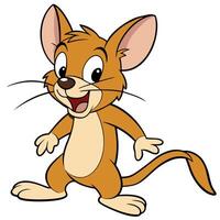 Cute cartoon mouse character with cheerful expression isolated on white background vector