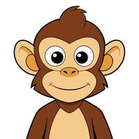 Cartoon monkey illustration with big eyes and smiling expression vector