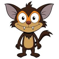 Cartoonish vampire bat image smiling standing isolated on white background vector