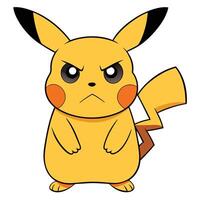 Annoyed pikachu illustration of a popular cartoon character with angry expression vector