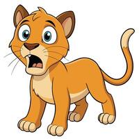 Cute cartoon lion cub character with surprised expression isolated on white background vector