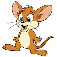 Joyful cartoon mouse character cheerful and animated on white background vector
