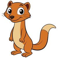 Cartoon stoat character standing upright with friendly expression isolated on white vector