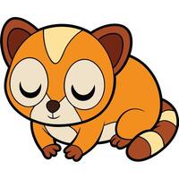 Sleeping lemur cartoon illustration detailed graphic adorable animal character design vector