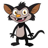 Cartoon gremlin character with a mischievous smile and sharp teeth illustration vector