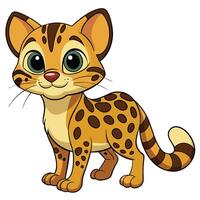 Cute cartoon leopard illustration smiling with big eyes and spotted fur pattern vector