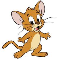 Cartoon jerry mouse illustration featuring animated character ready to walk vector