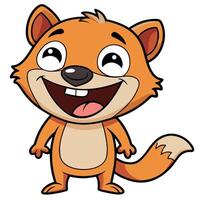 Joyful cartoon fox character with big smile standing upright design vector