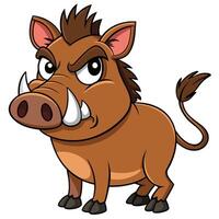 Angry cartoon warthog character illustration isolated on white background vector
