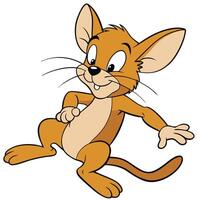 Animated cartoon mouse character posing with mischievous smile and cute design vector