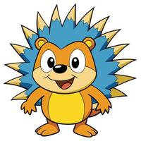 Cute cartoon hedgehog character with a cheerful smile and playful pose vector