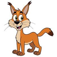 Cartoon lynx character illustration smiling with happy expression isolated on white vector