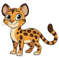 Cute cartoon leopard cub standing with a friendly expression illustration vector